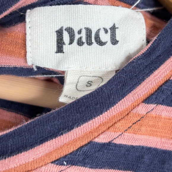 Pact Long Sleeve Shirt S Easy Slub Twist Back Harvest Stripe Organic Sustainable - Picture 6 of 11